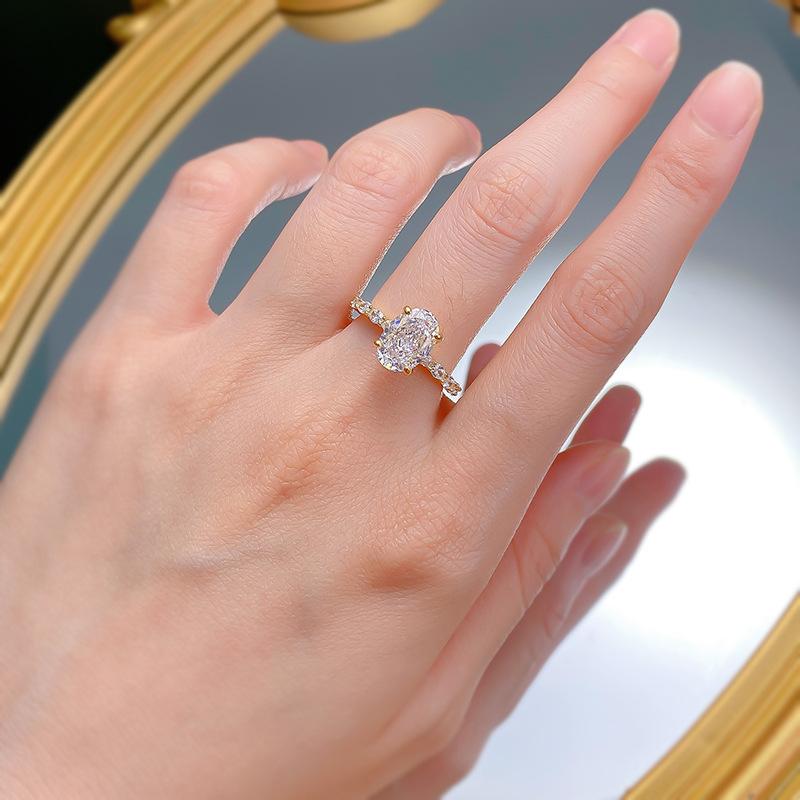 S925 Sterling Silver Oval Cut Oval Ring 7*10mm 6A Cubic Zirconia Ring-343(35%)