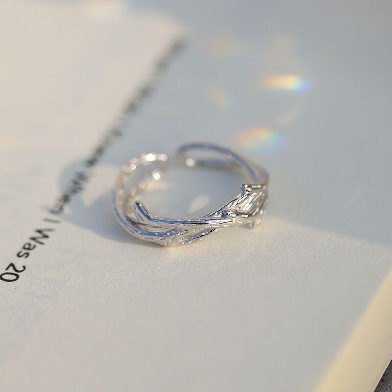S925 Sterling Silver Thorns and Roses Couple Open Ring - 543 weddingring(45%)