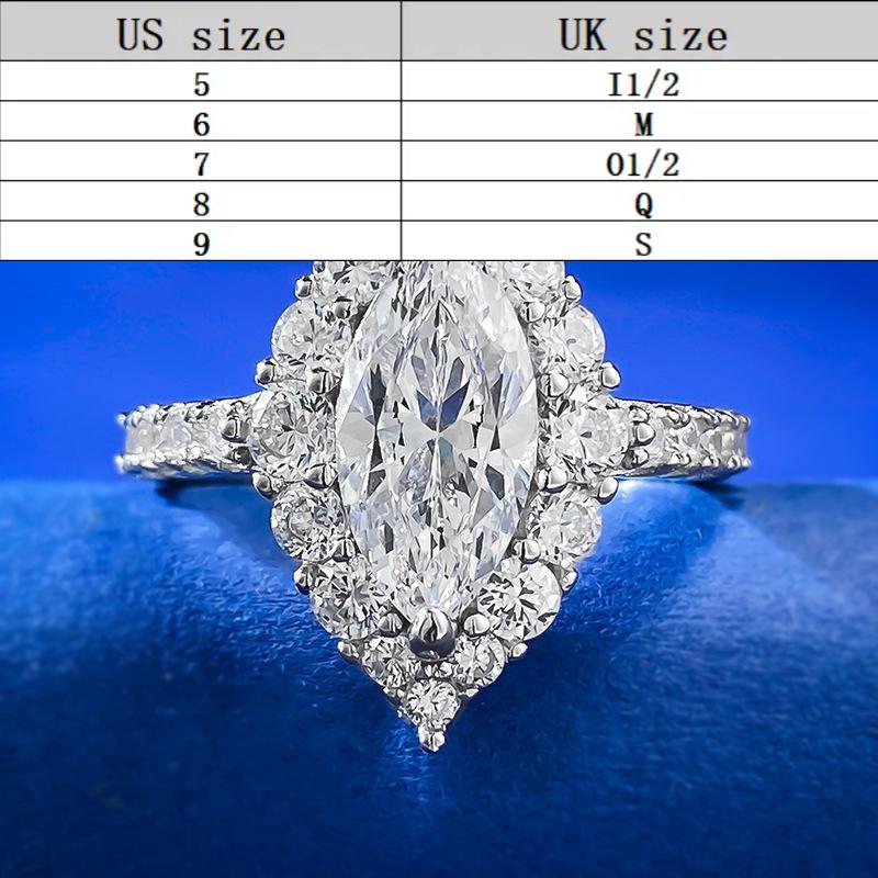 S925 Sterling Silver Ice Flower Cut Horse Eye Ring 6*12 8A Cubic Zirconia Ring fashion jewelry accessory woman girl promise ring Springtok-344(35%)