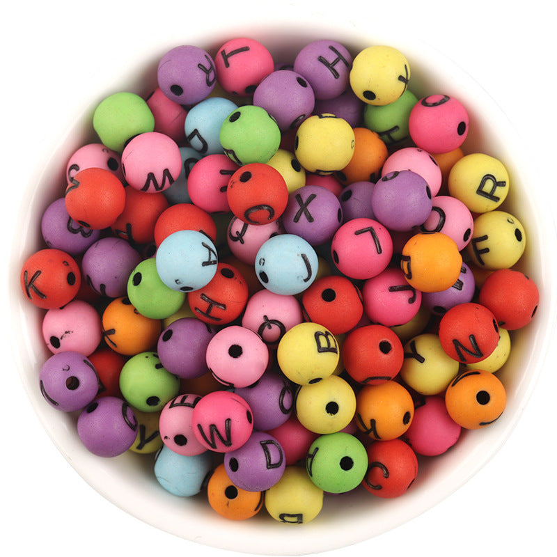 100 Pcs/Pack Acrylic round Beads Colorful Spherical English Letters round Beads Loose Beads Diy Jewelry Accessories