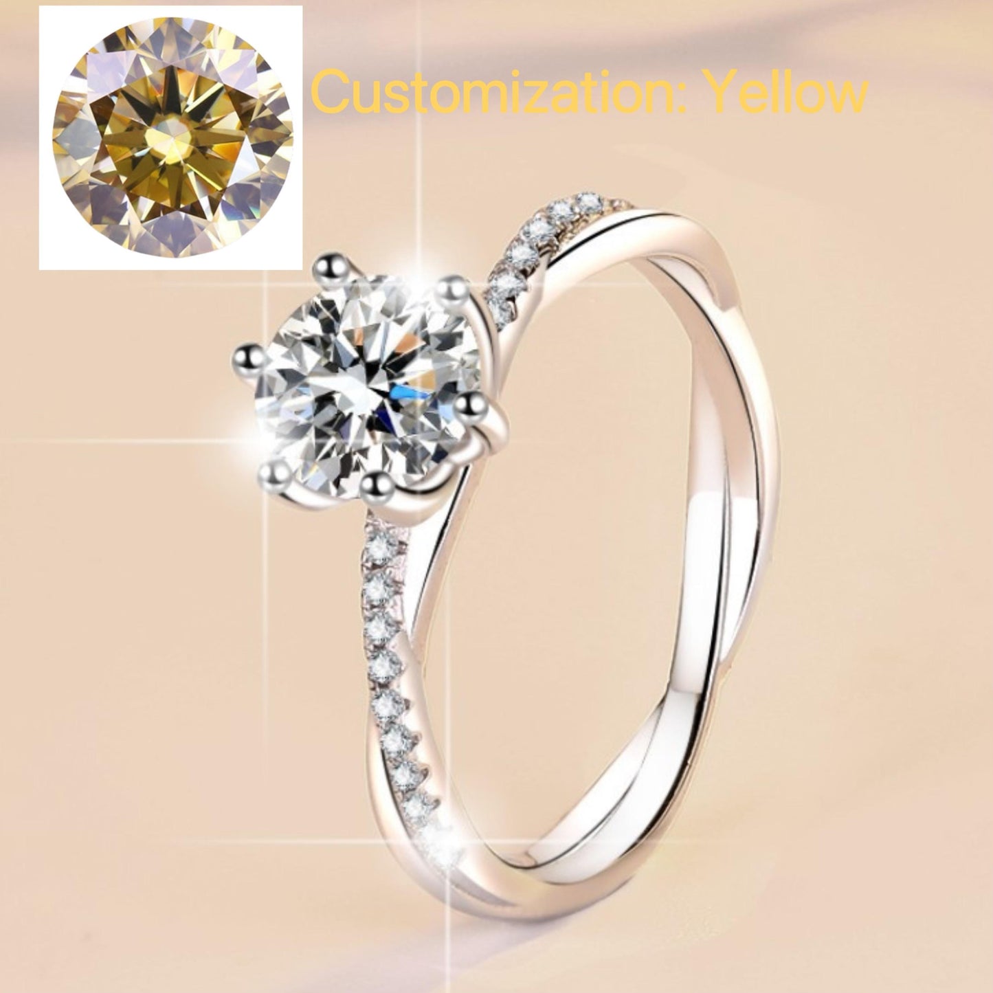 73. S925 Sterling Silver Love Interwoven Ring Synthetic Moissanite Ring