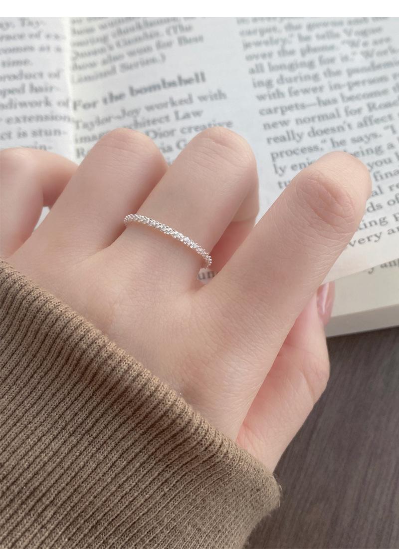 S925 Sterling Silver Sparkling Plain Band Stackable Ring for Women - 504(45%)