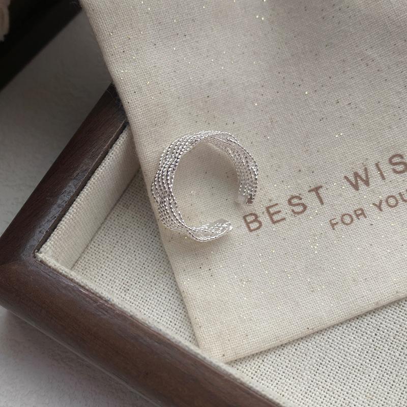 S925 Sterling Silver Braided Line Multi-layer Wrapped Ring Women's Open Ring -490(45%)