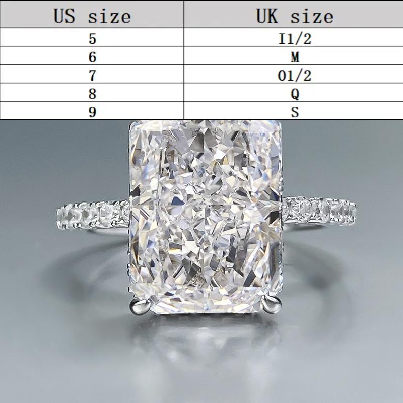 S925 Sterling Silver Ice Flower cut rectangular ring 9*13mm 8A cubic zirconia ring fashion jewelry accessory woman girl promise ring-155(35%)