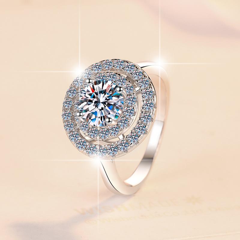 10. S925 Sterling Silver Ring Sunflower  Synthetic Moissanite