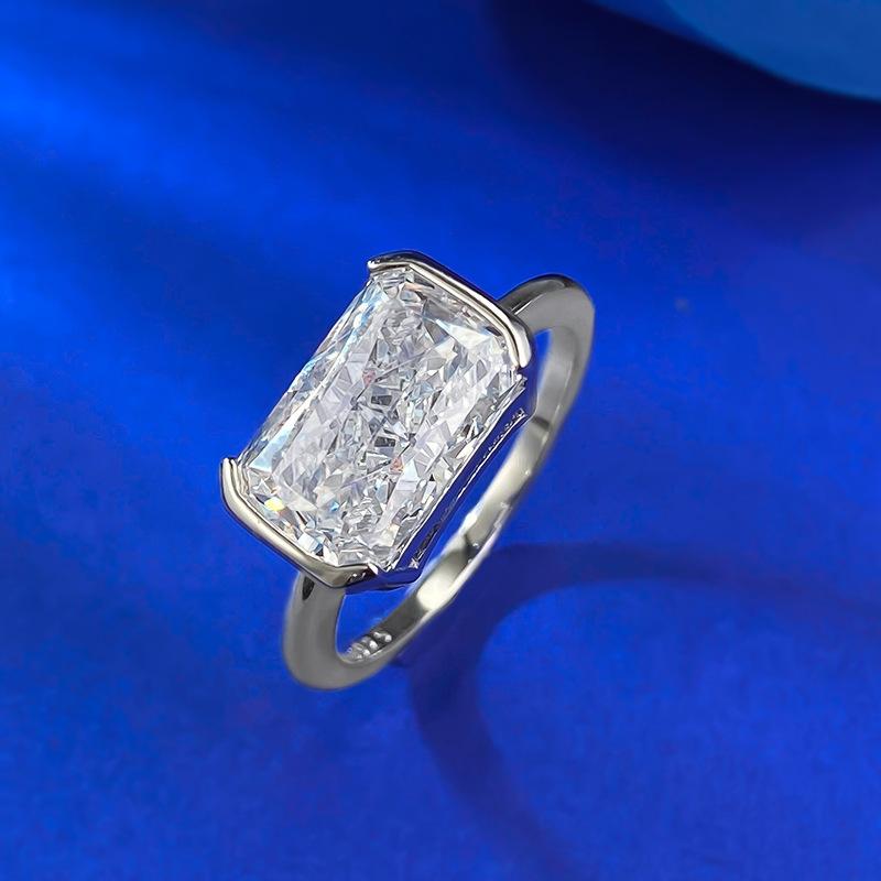 S925 Sterling Silver Ice Flower cut rectangular ring 7*11mm 8A cubic zirconia ring fashion jewelry accessory woman girl promise ring-390(35%)