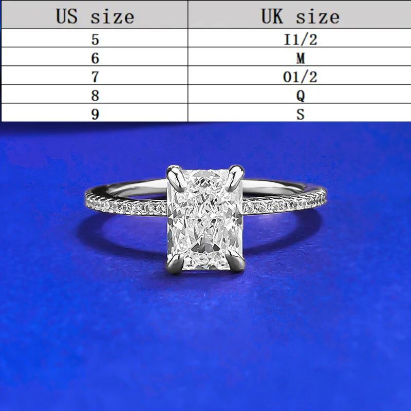 S925 Sterling Silver Ice Flower Cut Rectangular Ring 6*8mm 6A Cubic Zirconia Ring-196(35%)