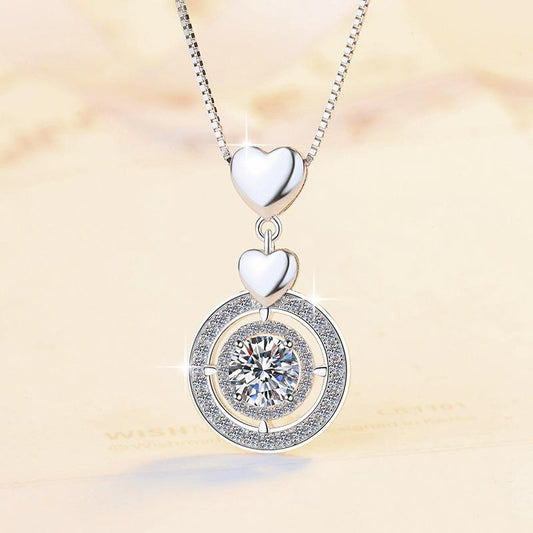 NO8-2. S925 Sterling Silver Synthetic Moissanite Halo Pendant