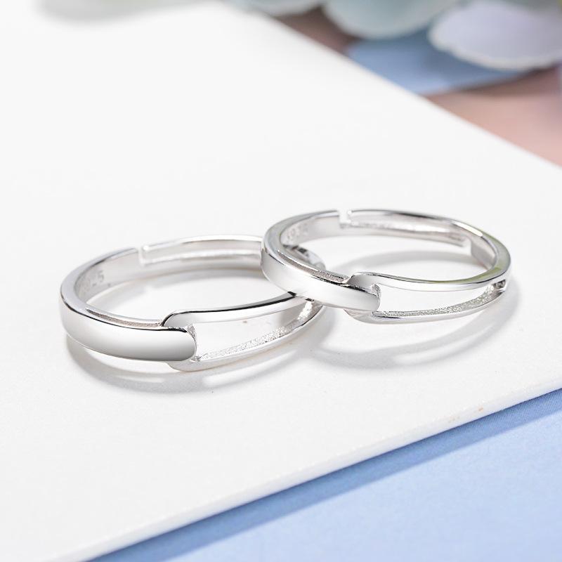 S925 Sterling Silver Couple Fashion Plain Band Ring-497 weddingring(45%)