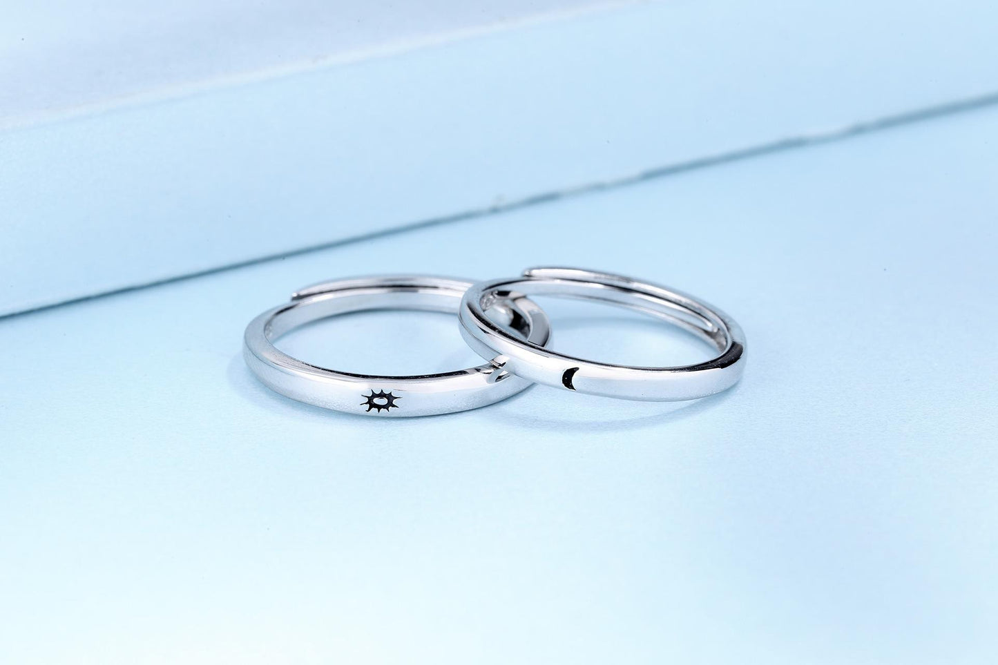 S925 Sterling Silver Sun and Star Simple Open Couple  Ring-496(45%)