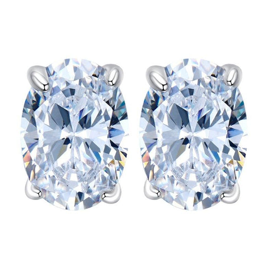 S925 Sterling Silver Oval Cut Oval Earrings 5*7 6A Cubic Zirconia Earrings Daily Life Earrings(35%)-600