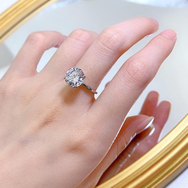 S925 Sterling Silver Oval Cut Round Ring 10mm 6A Cubic Zirconia Ring-261(35%)