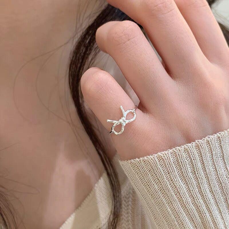 S925 Sterling Silver Bowknot Open Tail Ring Joint Ring for Women -514(45%)