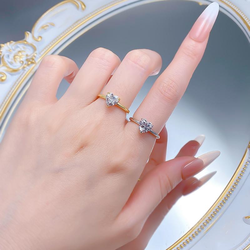 S925 Sterling Silver Heart-shaped Ring 7*7mm 6A Cubic Zirconia Ring-572(35%)