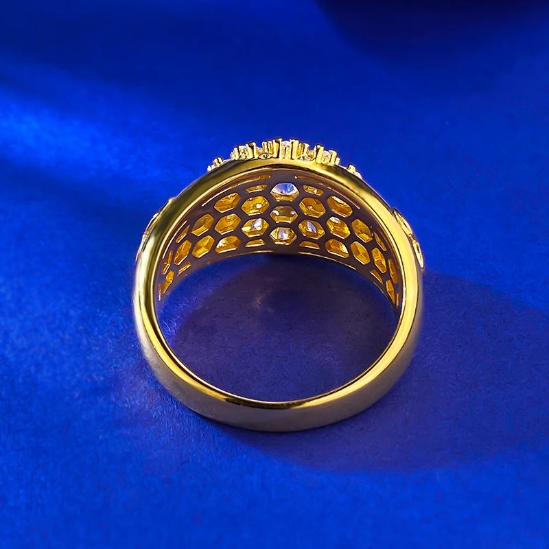 S925 Sterling Silver Golden Plated Brushed Ring 6A Cubic Zirconia Ring fashion jewelry accessory woman girl promise ring Springtok-350(35%)