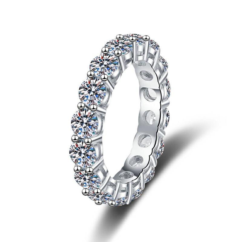 S925 Sterling Silver Band Ring Synthetic Moissanite Ring 4mm-171(35%)
