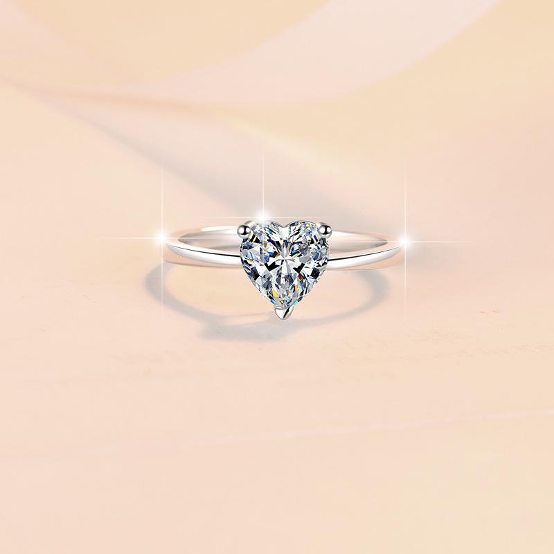 S925 Sterling Silver Heart-Shaped Ring Synthetic Moissanite Ring 1Carat-181(35%)