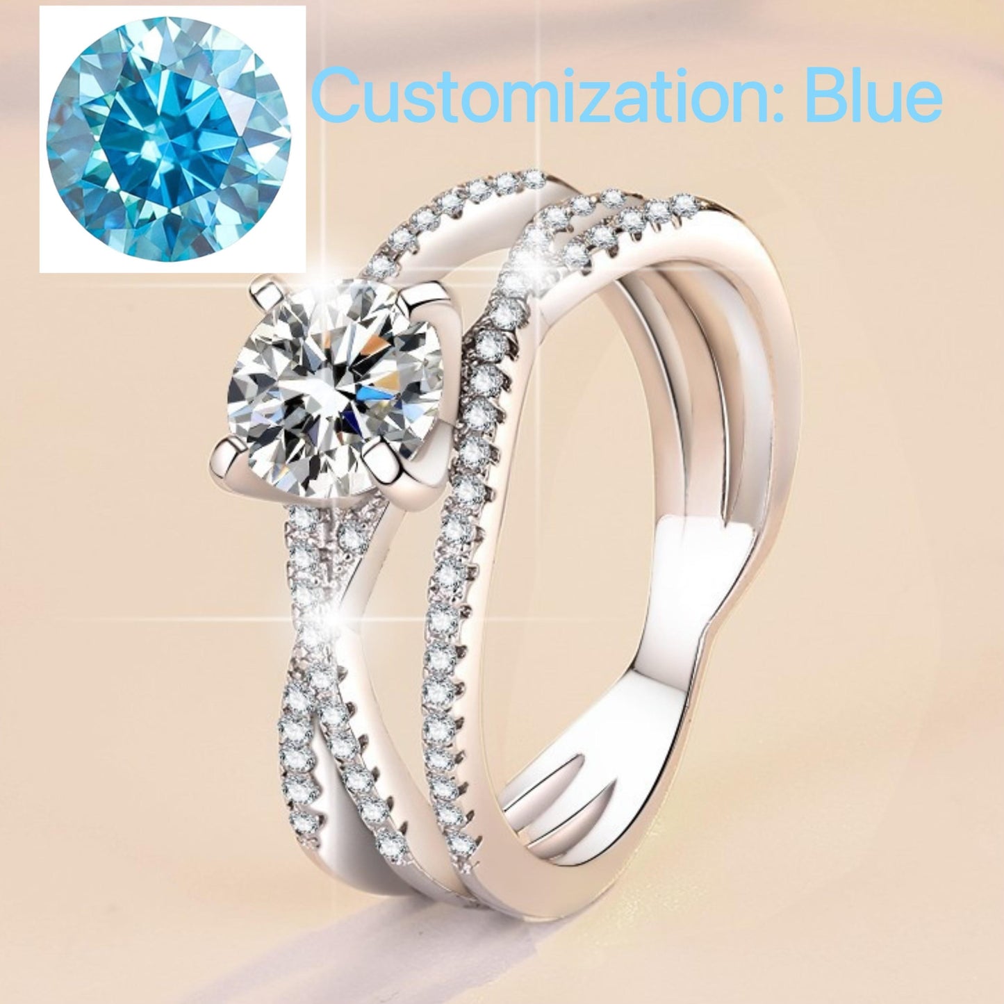 NO.114 S925 Sterling Silver Eternal Love Ring Synthetic Moissanite Ring fashion jewelry accessory woman girl promise ring Springtok