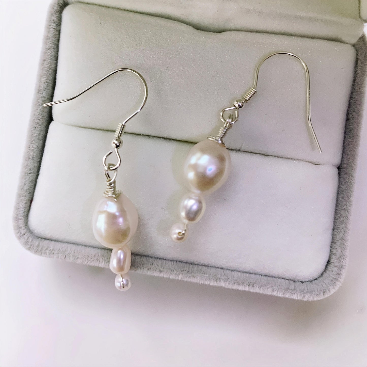 Natural Fresh Water Baroque Handmade Pearl Earrings /S925 Sterling Silver Earrings