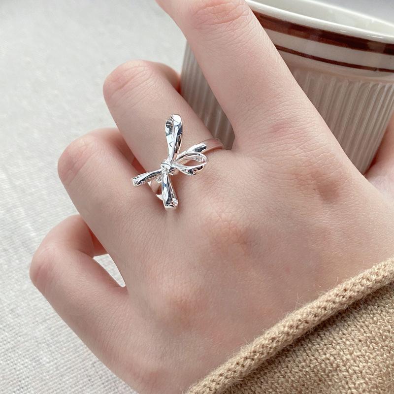 S925 Sterling Silver Bow Irregular Ring Women -515(45%)