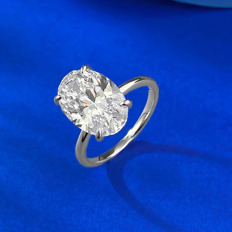 S925 Sterling Silver Radiant Cut Oval Ring 9 * 13mm 6A Cubic Zirconia Ring-266(35%)