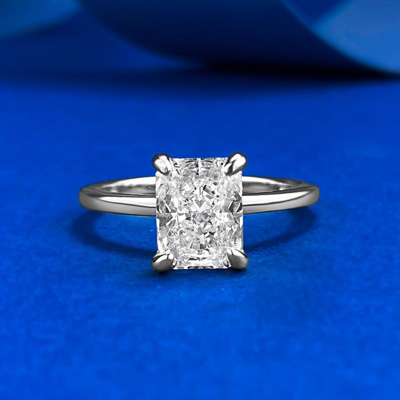 S925 Sterling Silver Rectangular Ice Flower Cut 6 * 8mm 8A Cubic Zirconia Ring-422 custom  engagement  ring(25%)