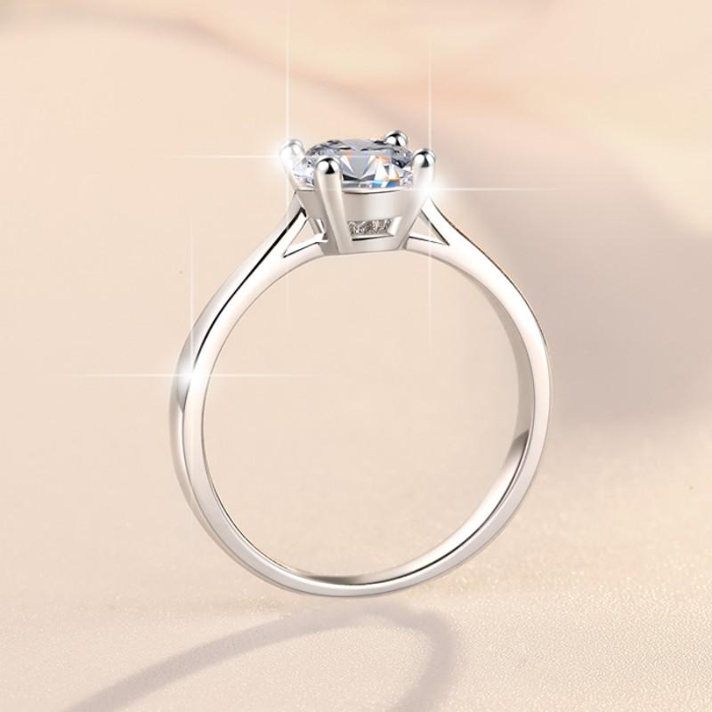NO.130 S925 Sterling Silver D Color Synthetic Moissanite Four-Claw Ring - 1 Carat & 2 Carats, High Grade Elegant Luxury,  Engagement Ring fashion jewelry accessory woman girl promise ring Springtok