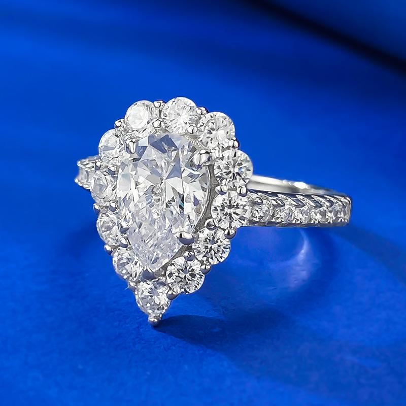 S925 Sterling Silver Pear-shaped Water Drop 6*9mm 6A Cubic Zirconia Ring-137(45%)
