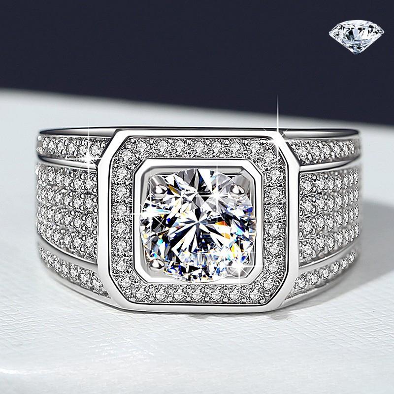 NO.153 S925 Sterling Silver Big Starry Synthetic Moissanite Ring fashion jewelry accessory promise ring Springtok Men's Ring