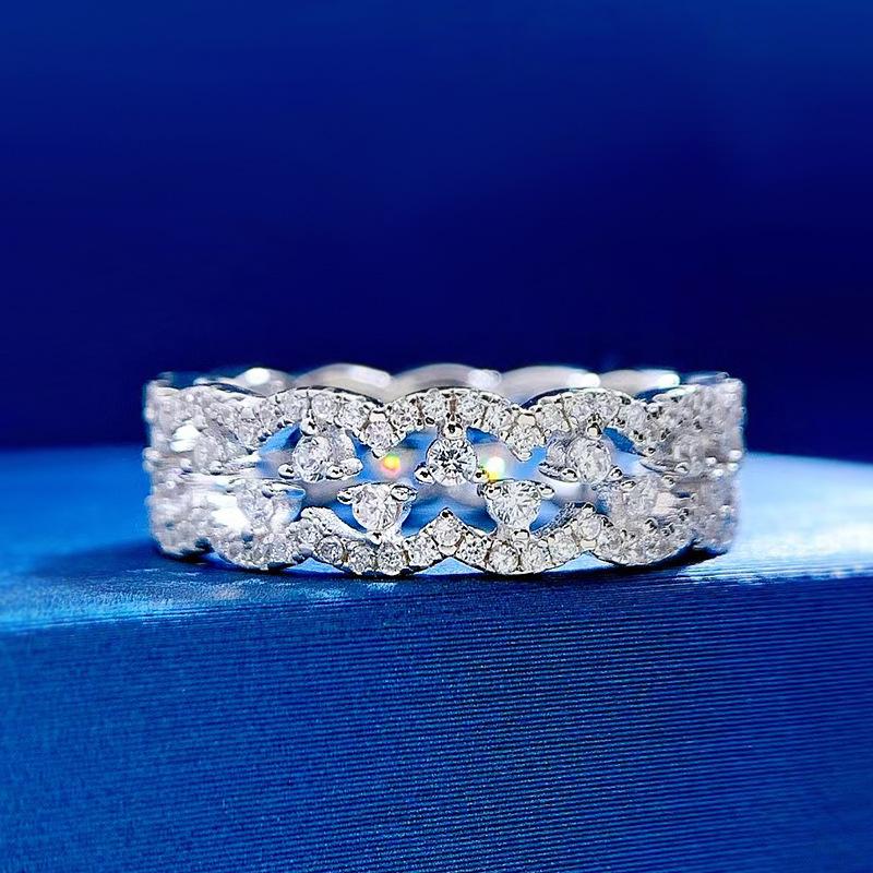 NO.092 S925 Sterling Silver Lace Ring 6A Cubic Zirconia Ring fashion jewelry accessory woman girl promise ring Springtok