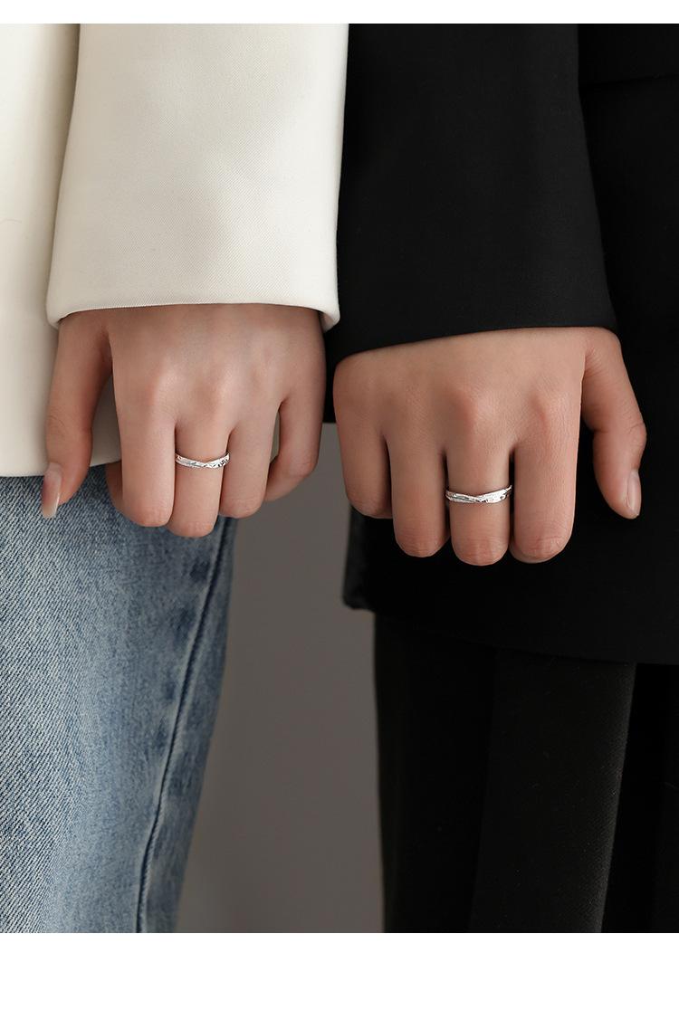 S925 Sterling Silver Cross Line Couple Ring-631 weddingring(45%)