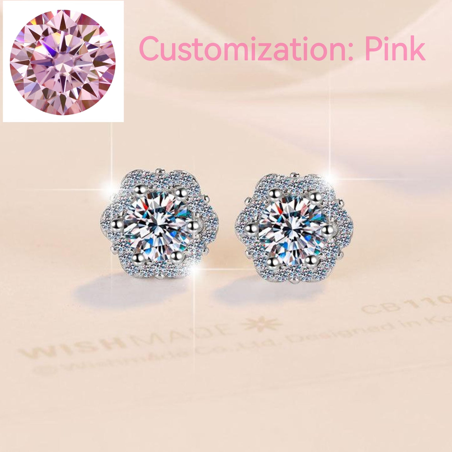 S925 Sterling Silver Little Flower Ear Stud Plum Blossom Synthetic Moissanite Earrings Daily Life Earrings(35%)-624