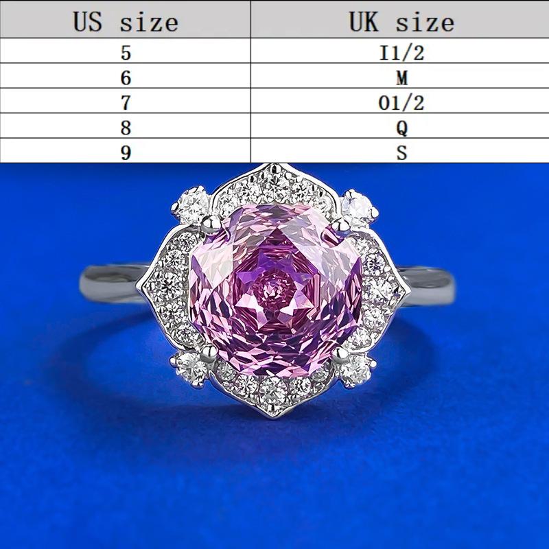 S925 sterling silver rose cut high carbon ring 8*8mm 6A cubic zirconia ring fashion jewelry accessory woman girl promise ring-386(35%)