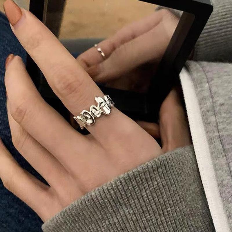 S925 Sterling Silver Irregular Ring Women casual Open Finger Ring -546(45%)