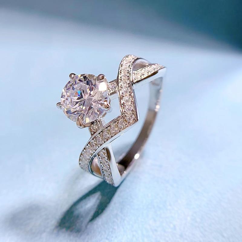 S925 sterling silver round cut1 rust ring 6A cubic zirconia ring fashion jewelry accessory woman girl promise ring-270(35%)