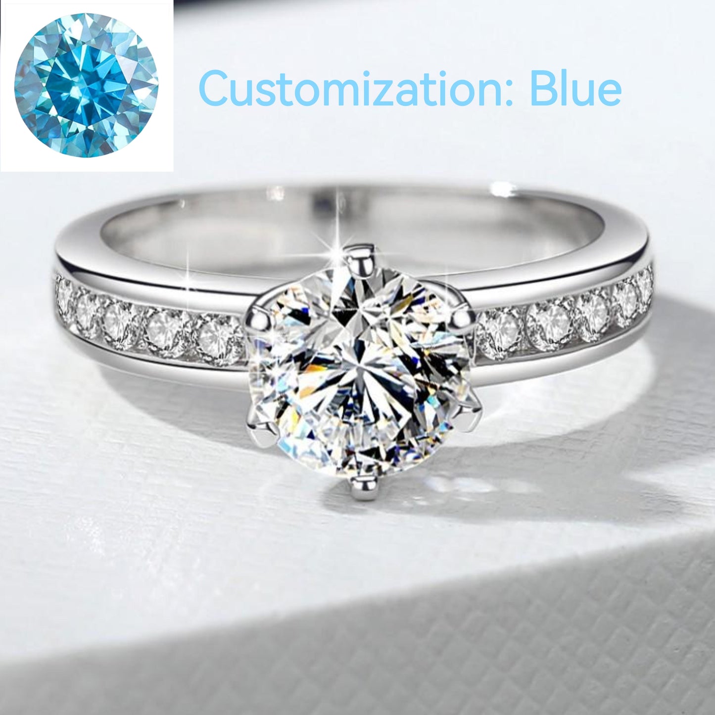 NO.108 S925 Sterling Silver Ring Six-Claw Crown  Synthetic Moissanite fashion jewelry accessory woman girl promise ring Springtok