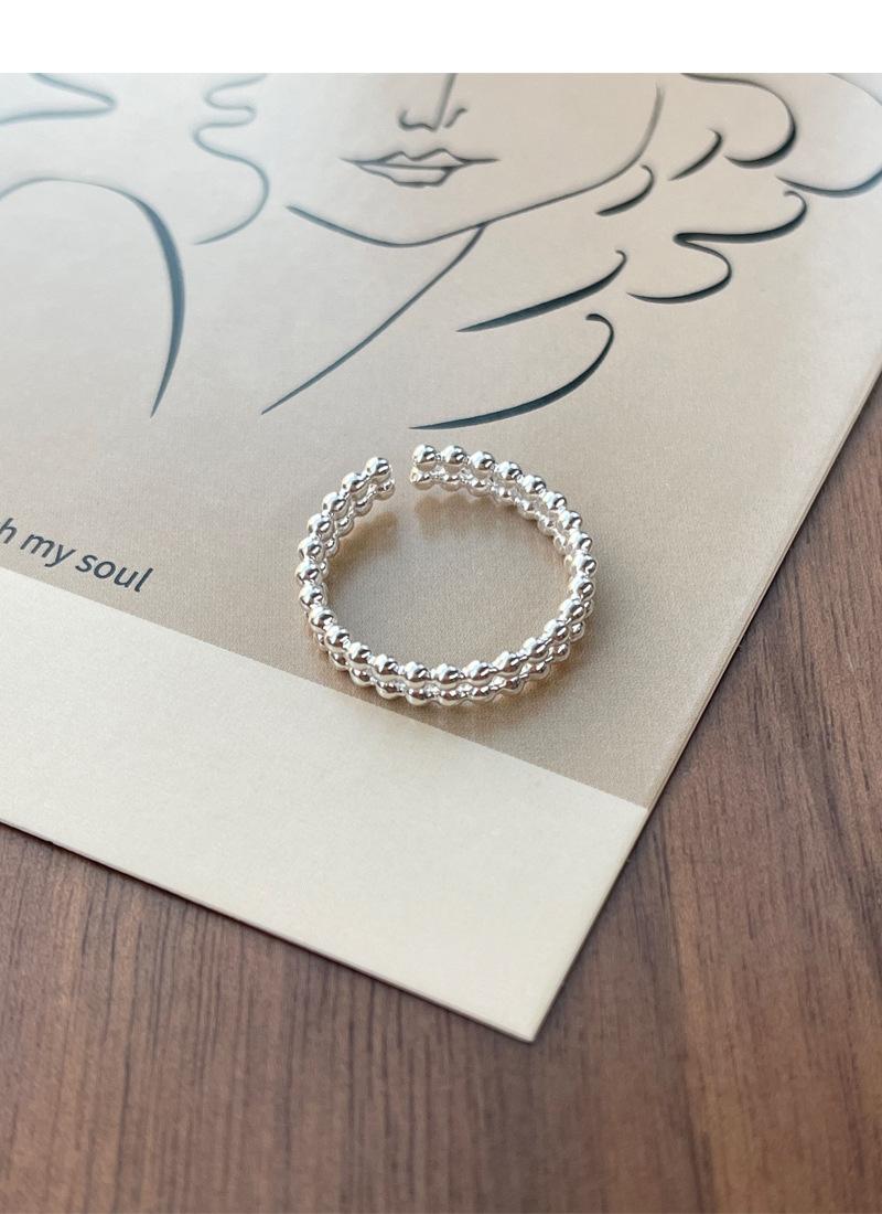 S925 Sterling Silver Double Layer Round Bead Ring Female Open Ring -544(45%)