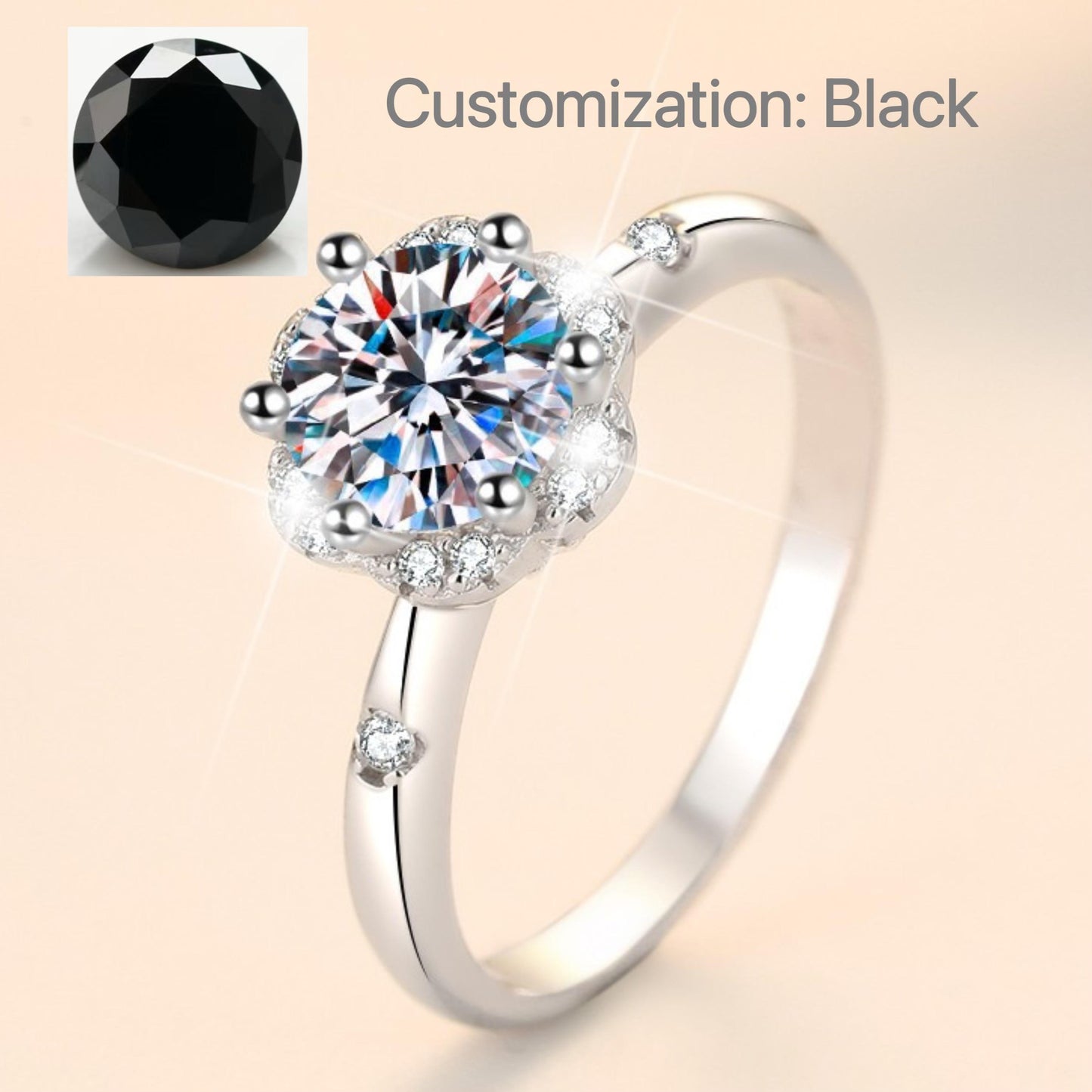 NO.110 S925 Sterling Silver Six-Claw Ring Synthetic Moissanite Ring fashion jewelry accessory woman girl promise ring Springtok