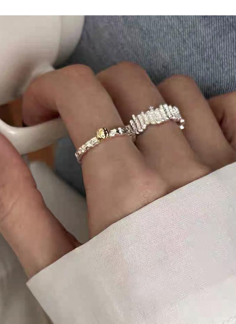 S925 Sterling Silver Irregular Texture Ring Women's Open Ring-488(45%)