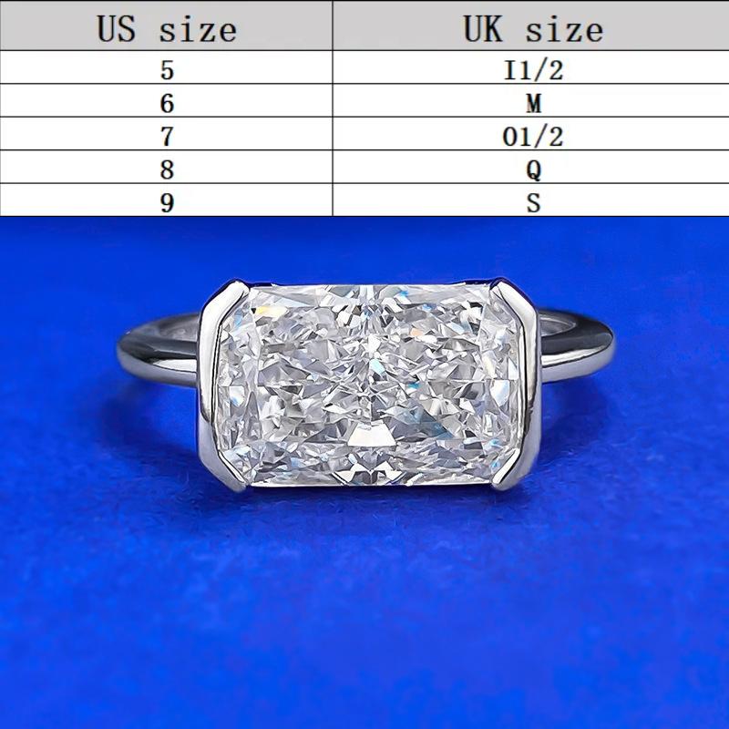 S925 Sterling Silver Ice Flower cut rectangular ring 7*11mm 8A cubic zirconia ring fashion jewelry accessory woman girl promise ring-390(35%)