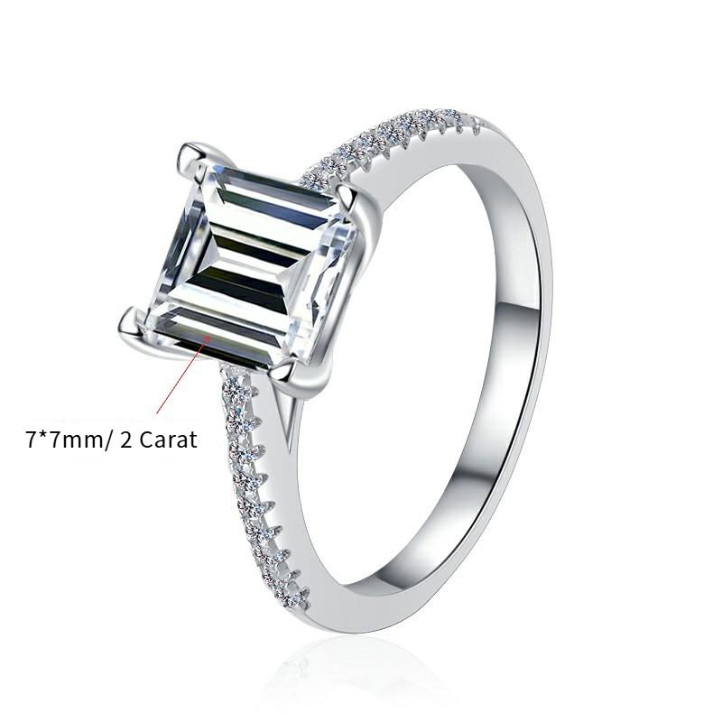 33. S925 Sterling Silver Princess Ring Synthetic Moissanite Ring