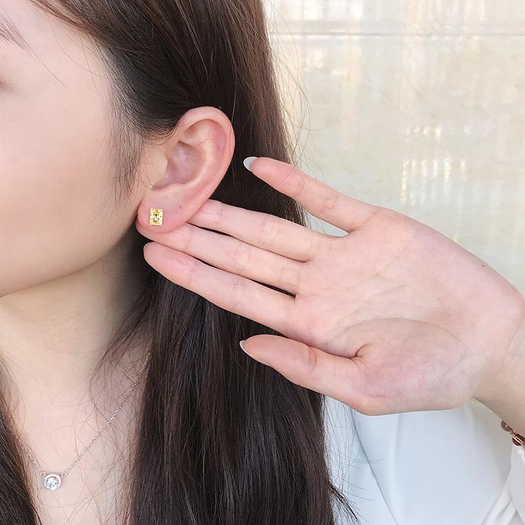 S925 Sterling Silver Ice Flower Cut Rectangular Stud Earrings 1 cart 5*7MM 8A Cubic Zirconia Stud Earrings Daily Life Earrings-610(35%)