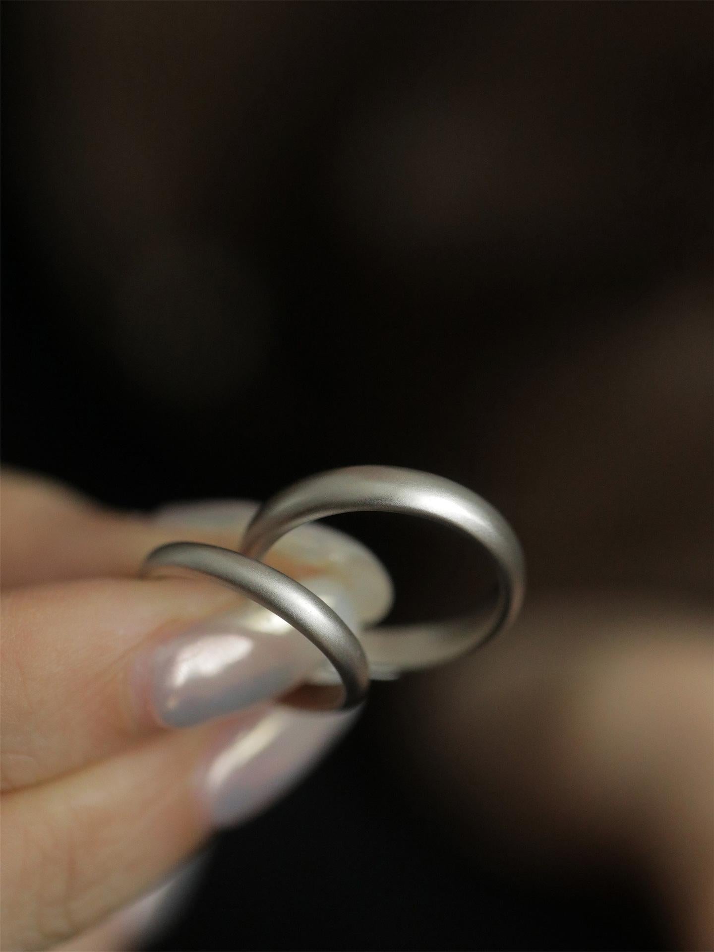 S925 Sterling Silver Matte Couple Rings Plain Band - 537 weddingring(45%)