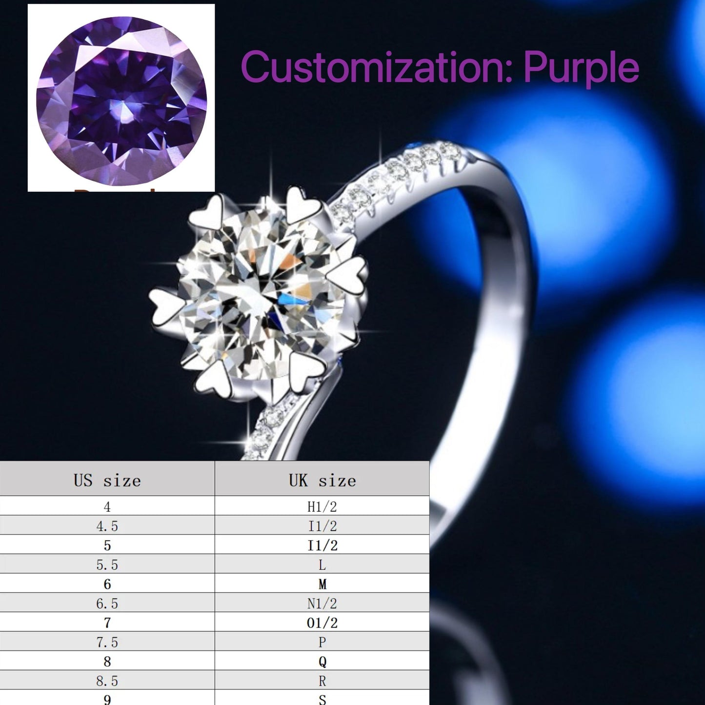 S925 Sterling Silver Swing Arm Snowflake Ring/2 Carat/ Synthetic Moissanite Ring fashion jewelry accessory woman girl promise ring-194(35%)