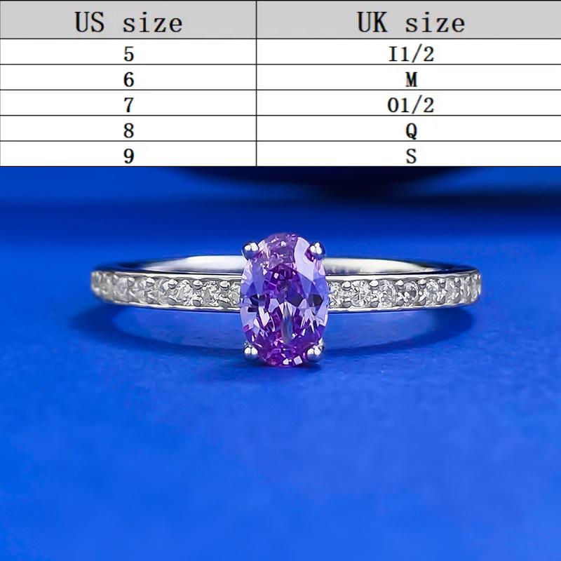 S925 Sterling Silver Purple Oval Cut Oval Ring 4*6mm 6A Cubic Zirconia Ring-395(35%)