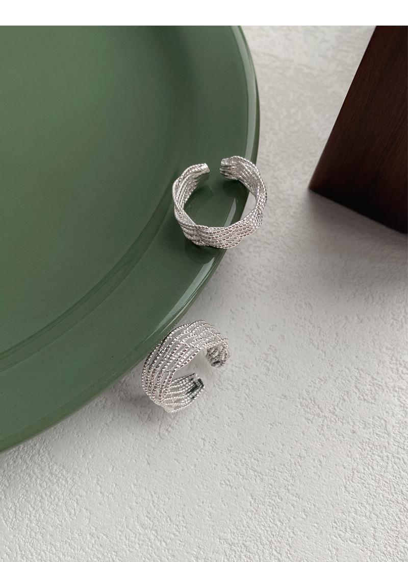 S925 Sterling Silver Braided Line Multi-layer Wrapped Ring Women's Open Ring -490(45%)