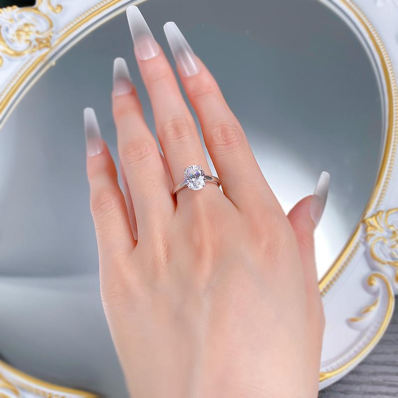 S925 sterling silver oval cut ring 8*10mm 6A cubic zirconia ring fashion jewelry accessory woman girl promise ring-383(35%)