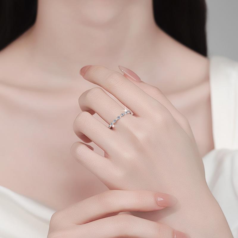 S925 Sterling Silver Stackable Band Ring Synthetic Moissanite Ring-569(35%)