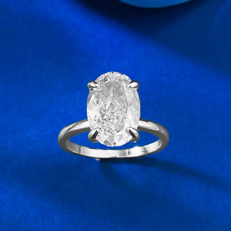 S925 sterling silver oval cut pigeon egg Ring 8*12mm 8A cubic zirconia ring-231(35%)