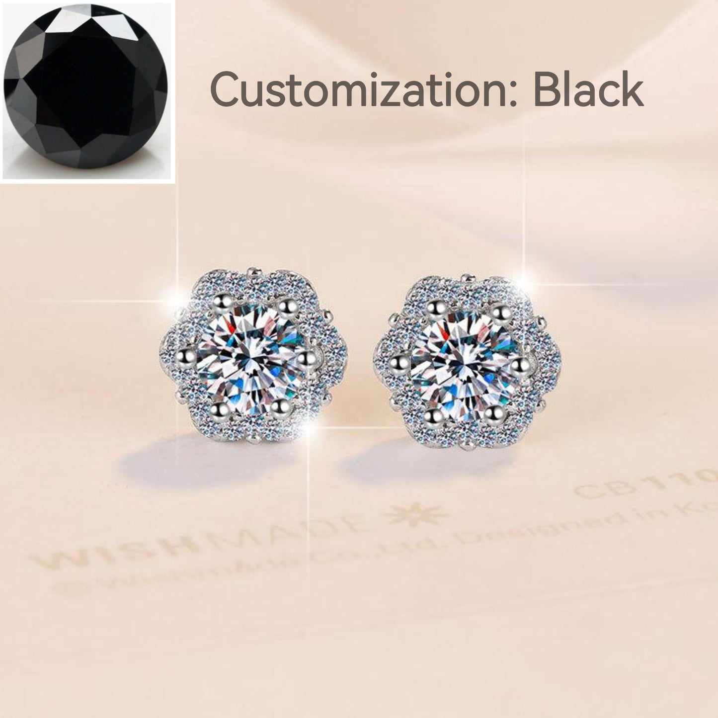 41. S925 Sterling Silver Little Flower Ear Stud Plum Blossom Synthetic Moissanite Earrings